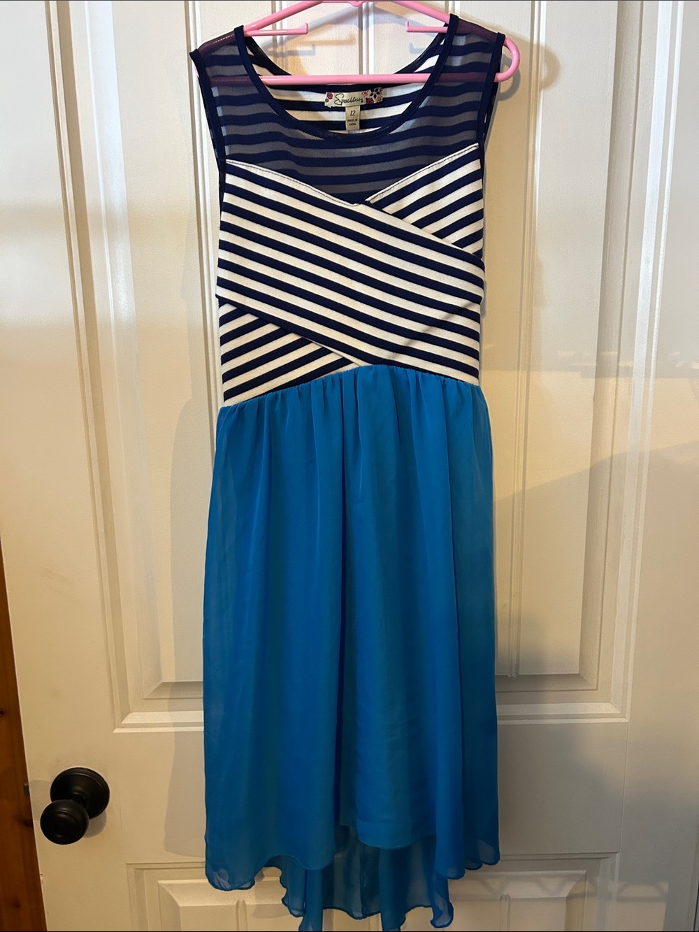 Speechless Navy Stripe and Blue Girls' Dress
